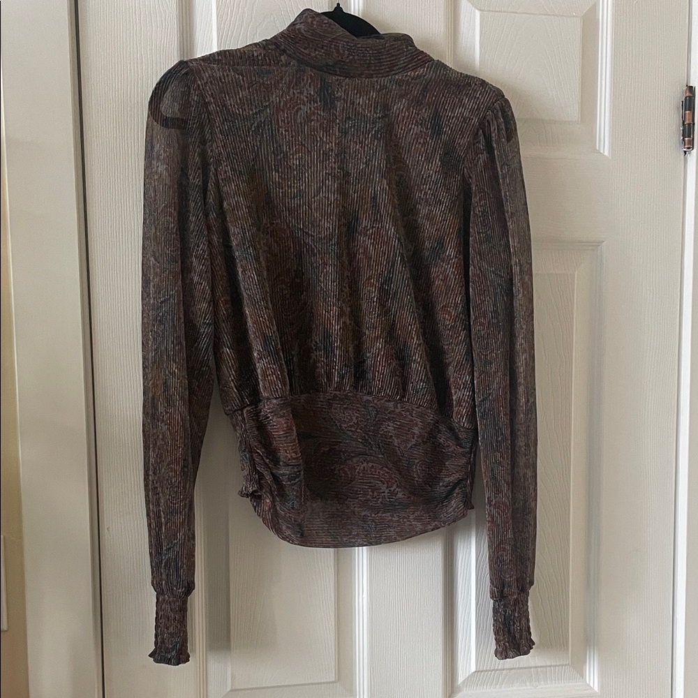 Romantic floral paisley plisse fabric blouse